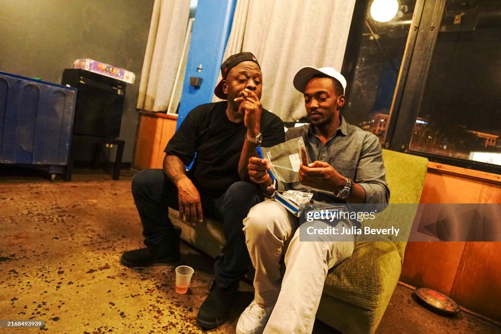 Rapper Scarface of the Geto Boys and actor Anthony Mackie backstage ...
