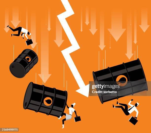 falling oil barrels - too much data stock illustrations
