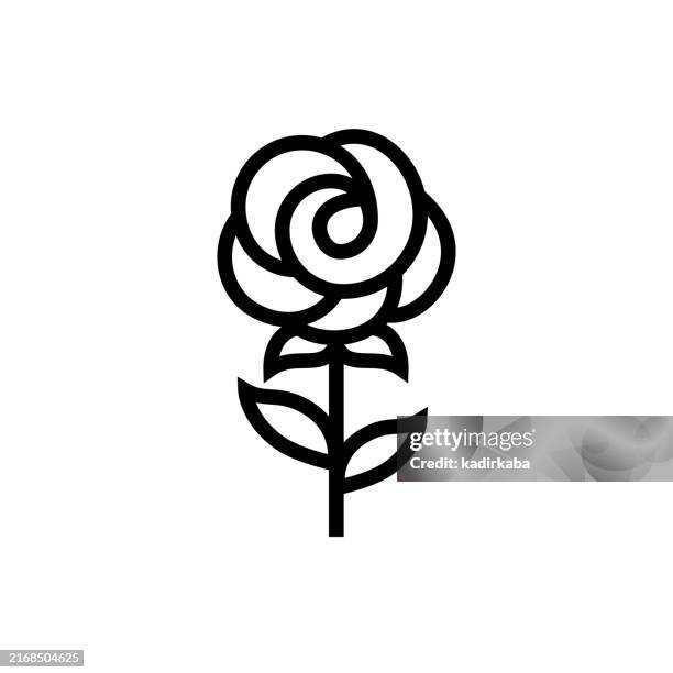 illustrazioni stock, clip art, cartoni animati e icone di tendenza di icona della linea di fiori. giardino, botanica, giardino fiorito. - rosa