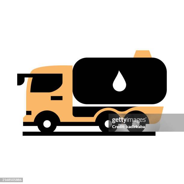 truck carrying oil line icon. - boat engine stock illustrations