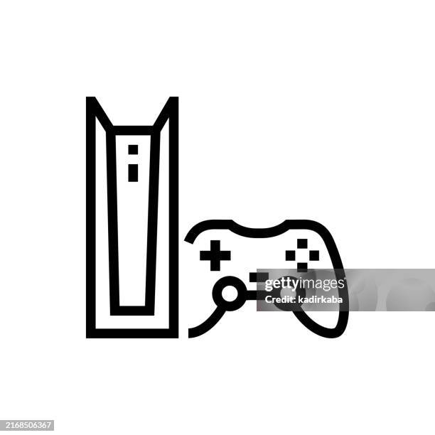 game console line icon. gamer, gaming, challenge, multiplayer. - game controller icon stock illustrations