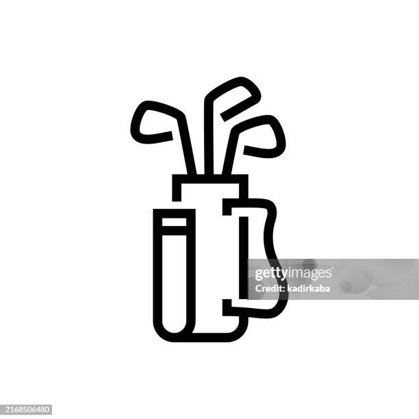 golf bag and caddie line icon. - golf bag stock illustrations