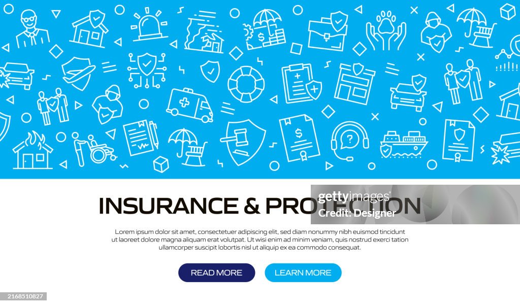 Design Line Insurance Insurance And Protection Related Line Style Banner Design For Web Page ...