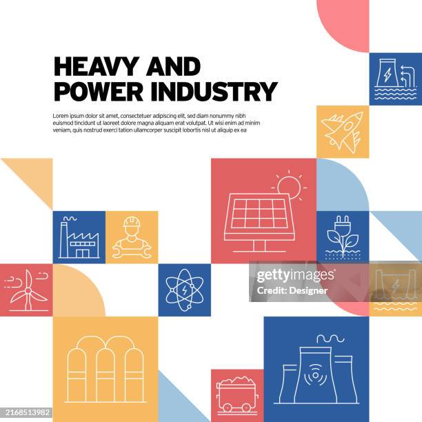 heavy and power related vector illustration. machine, plant, energy, engineering, industry - aircraft maintenance stock illustrations