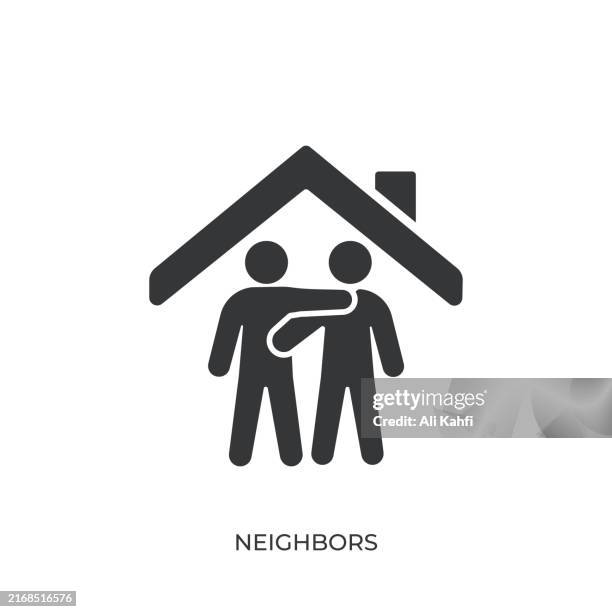 nachbarn-glyphe solides symbol. solides symbol, das überall angewendet werden kann, einfach, pixelgenau und moderner stil - nachbar stock-grafiken, -clipart, -cartoons und -symbole