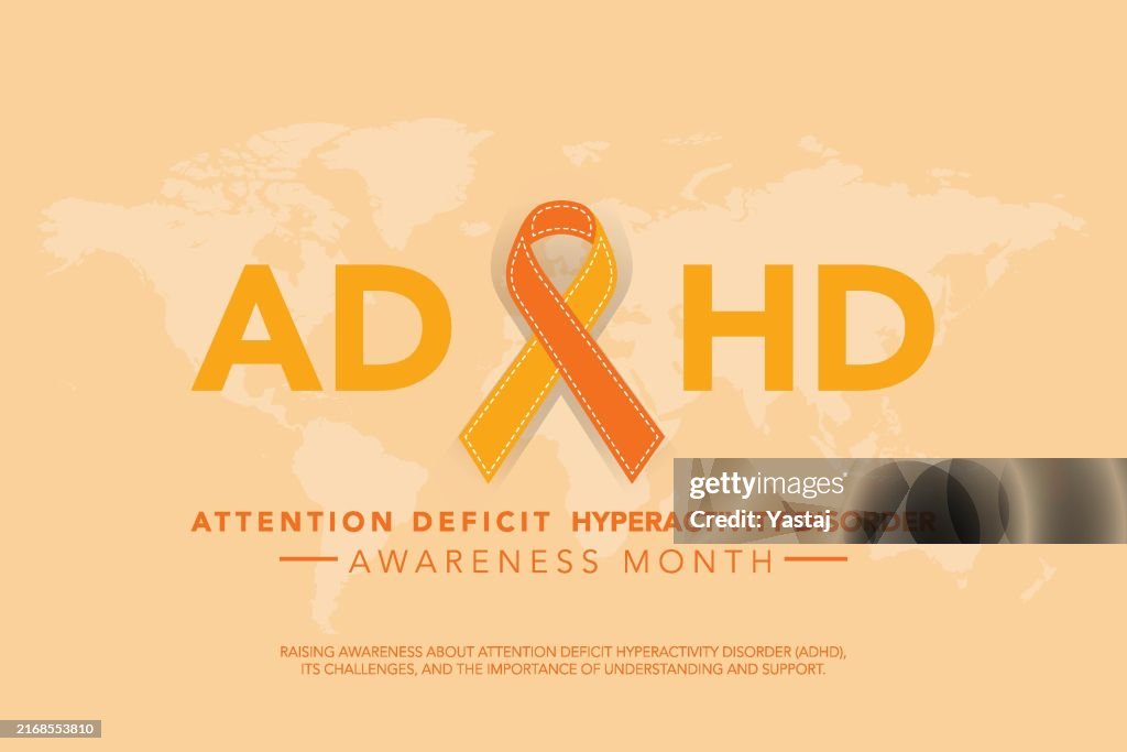 October is ADHD Awareness Month background template. Holiday concept. background, banner, placard, card, and poster design template with text inscription and standard color. vector illustration.