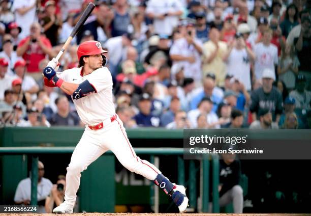 Washington Nationals right fielder Dylan Crews bat in his major league debut during the New York Yankees versus the Washington Nationals on August...