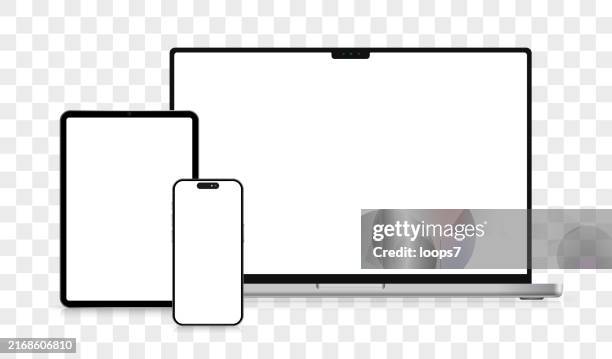 responsive web design on various devices. eps 10 - computer screen mockup office stock illustrations