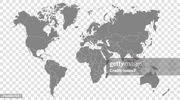 illustrations, cliparts, dessins animés et icônes de world map on transparent background - vector