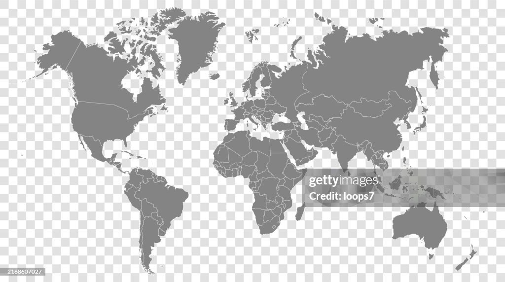 World Map on Transparent Background