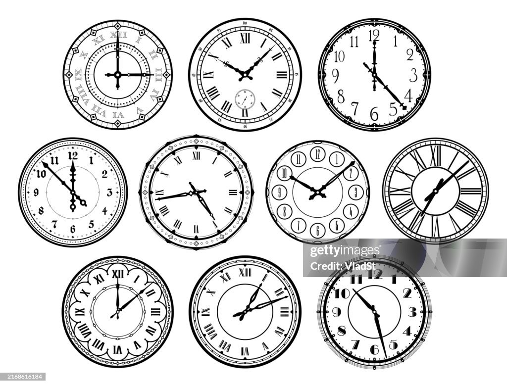 Set of Vintage Retro Clocks and Watches