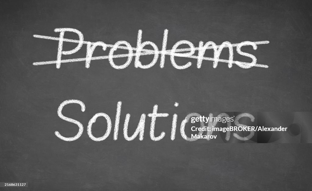 Crossing Out Problems And Writing Solutions On A Blackboard Chalkboard ...
