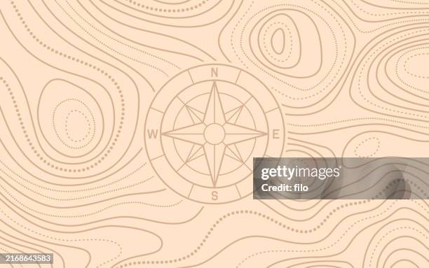 ilustraciones, imágenes clip art, dibujos animados e iconos de stock de mapa de dirección topográfico de senderismo rosa de los vientos fondo del mapa - mapa en relieve