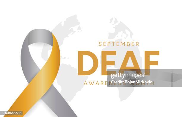 deaf awareness month card, september. vector - hearing problem stock illustrations