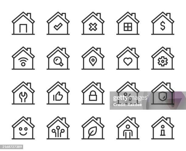 home - line icons - hometown stock illustrations