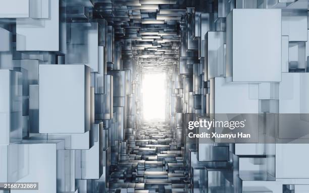 abstract 3d background of cubes - vanishing point stock pictures, royalty-free photos & images