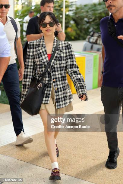 Jenna Ortega is seen arriving ahead of the 81st Venice International Film Festival 2024 on August 27, 2024 in Venice, Italy.