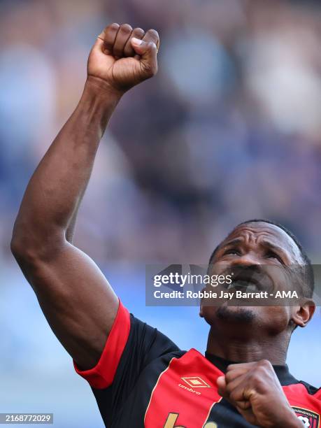 Luis Sinisterra of Bournemouth celebrates after scoring a goal to make it 2-3 during the Premier League match between Everton FC and AFC Bournemouth...