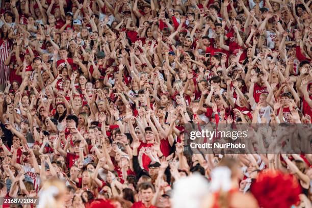 The University of Wisconsin student section is at Camp Randall Stadium in Madison, Wisconsin, on August 30, 2024.