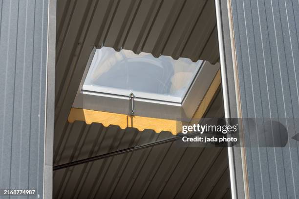 low angle view of a plastic skylight - skylight stock pictures, royalty-free photos & images