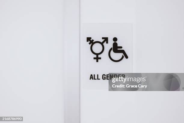 all gender restroom sign - bathroom stall door interior stock pictures, royalty-free photos & images