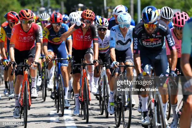 Carlos Rodriguez of Spain, Oscar Rodriguez of Spain and Team INEOS Grenadiers and Enric Mas of Spain and Team Movistar compete during the La Vuelta -...