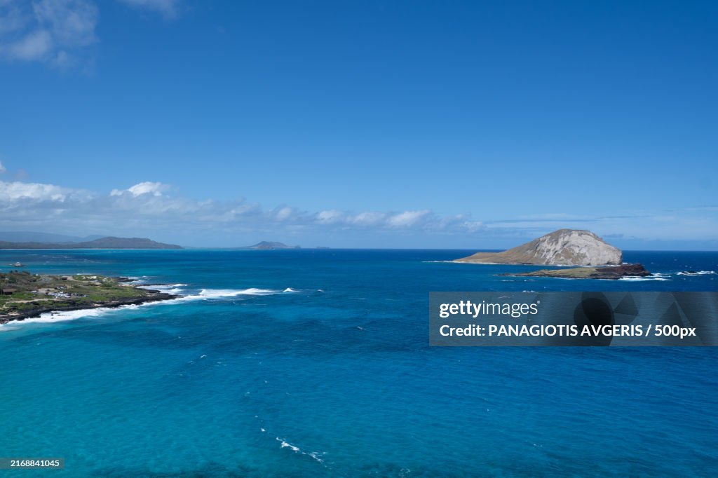 Scenic view of sea against blue sky,Hawaii,United States,USA