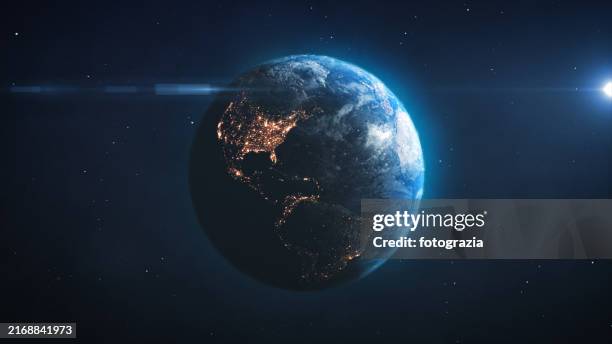 planet earth seen from space. view of south and north america - jorden bildbanksfoton och bilder