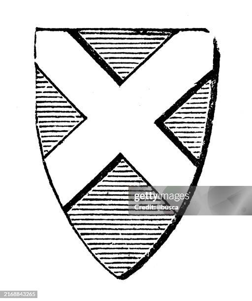 ilustrações, clipart, desenhos animados e ícones de brasão de armas heráldico e elementos da bandeira: cargas, saltire, cruz de santo andré - cruz de santo andré