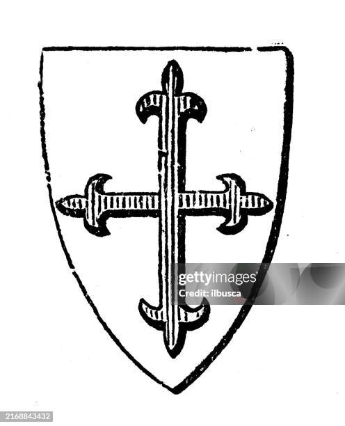 heraldry coat of arms and flag elements: charges, cross fleurie - beaujolais stock illustrations