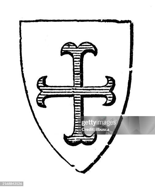 heraldry coat of arms and flag elements: charges, cross moline - moline illinois stock illustrations