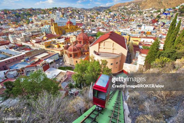 guanajuato, scenic city lookout and panoramic views from city funicular - guanajuato city stock pictures, royalty-free photos & images