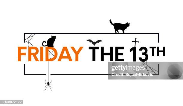 ilustraciones, imágenes clip art, dibujos animados e iconos de stock de cartel del viernes 13, tarjeta. vector - viernes