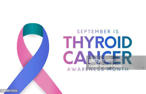 thyroid cancer awareness month card, september. vector - thyroid cancer stock illustrations