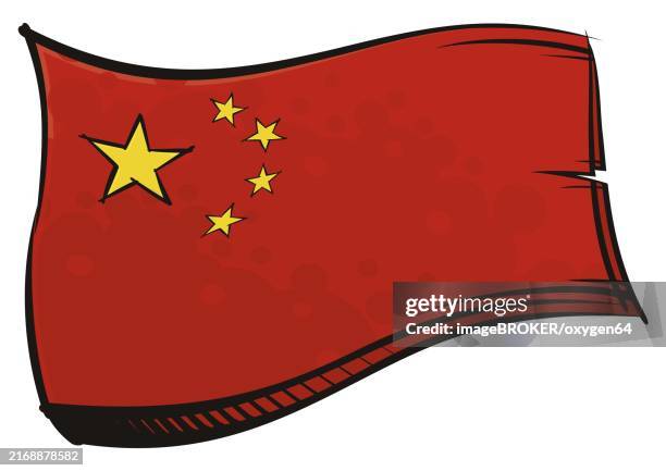 people's republic of china national flag created in graffiti paint style - national icon stock illustrations