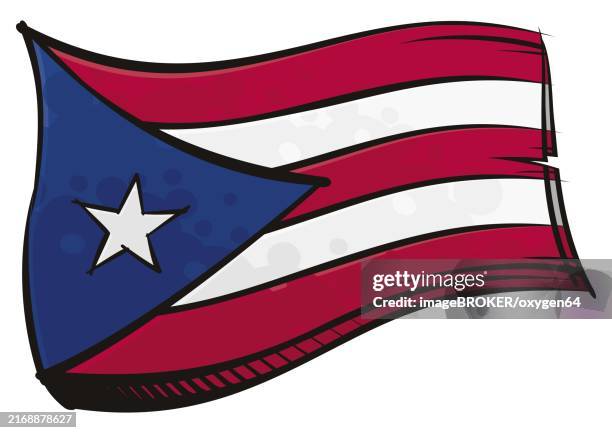 puerto rico national flag created in graffiti paint style - national icon stock illustrations
