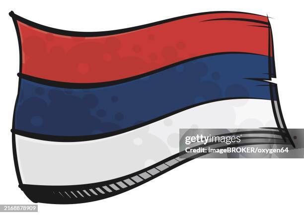 republic of serbia national flag created in graffiti paint style - national icon stock illustrations