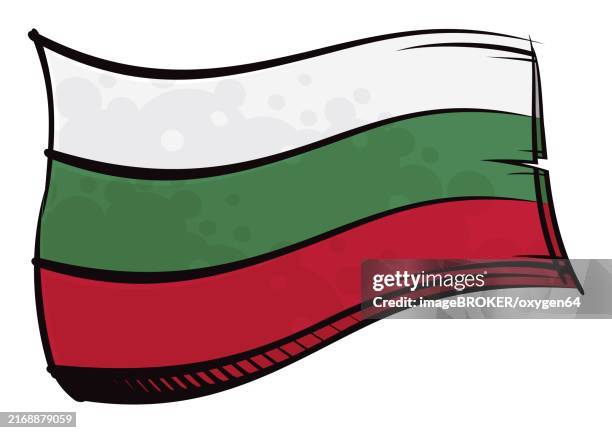 republic of bulgaria national flag created in graffiti paint style - national icon stock illustrations
