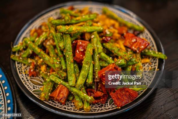 sauteed string bean - haricot vert photos et images de collection