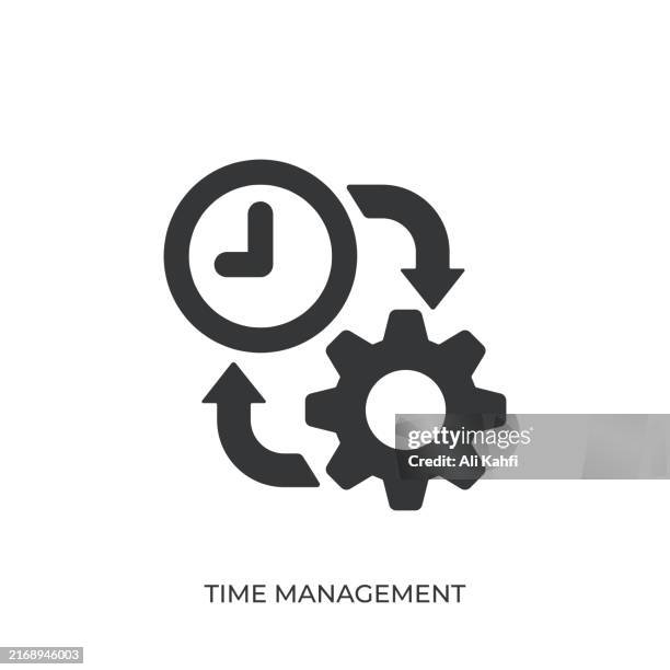 time management glyph solid icon. solid icon that can be applied anywhere, simple, pixel perfect and modern style - task management stock illustrations