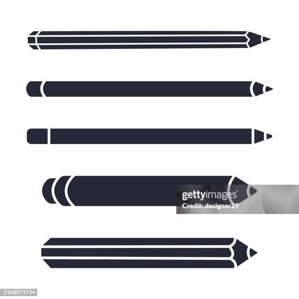 pencil icons set vector design - pencil stock illustrations