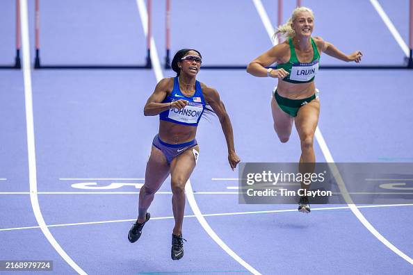 Lay Lay Johnson Alaysha Johnson of the United States wins the Women's 100m Hurdles ...