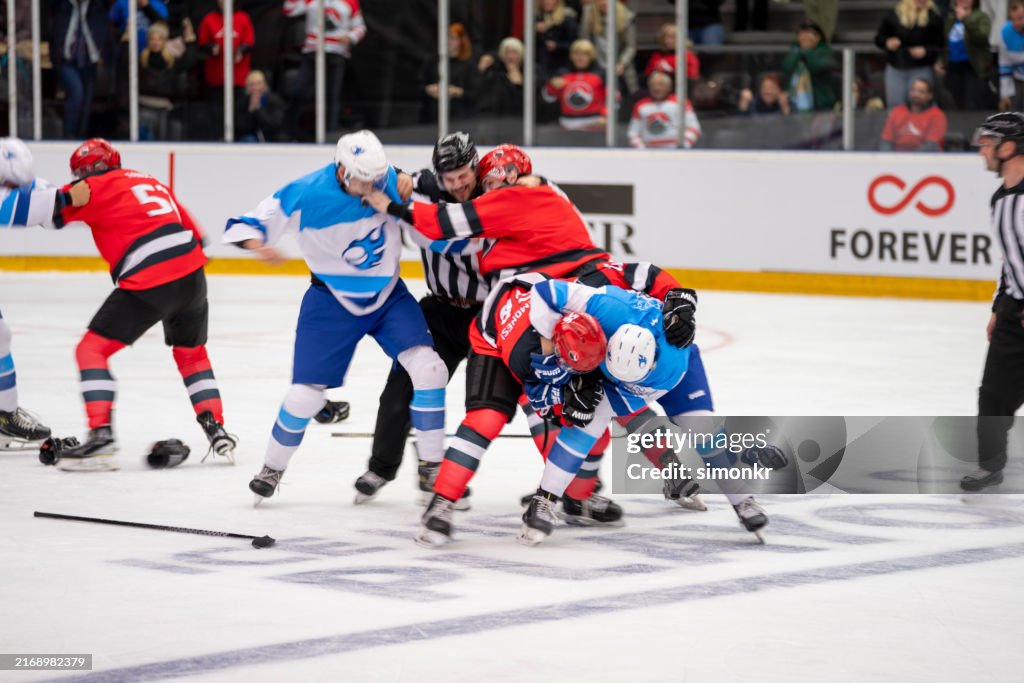 Heated On-Ice Brawl Between Rival Hockey Teams