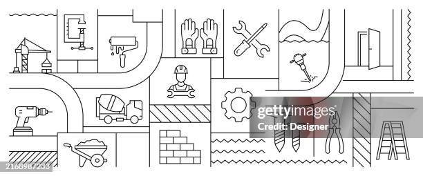 construction related banner design for web page, headline, brochure, annual report and book cover - electrical contractor stock illustrations