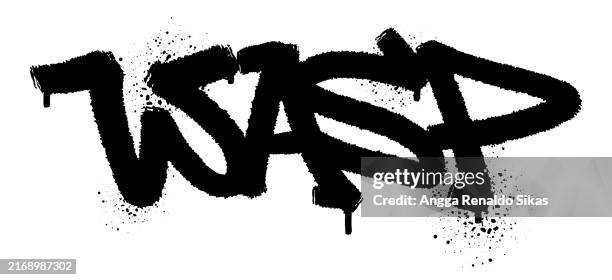 wasp word black graffiti spraypaint airbrush drawing - wasp stock illustrations