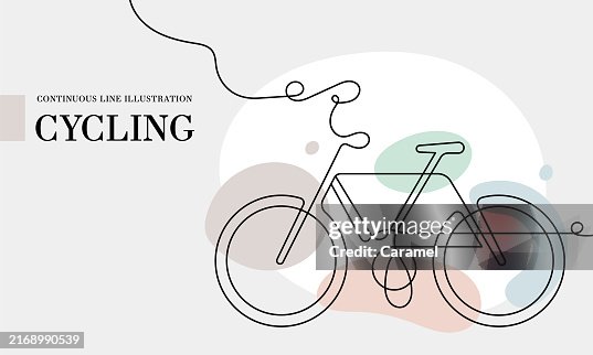 Cycling Shape Cycling Continuous Line Drawing With Color Shapes High-Res Vector ...