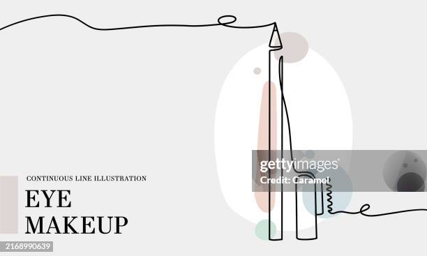 eye makeup continuous line drawing with color shapes - makeup artist stock illustrations