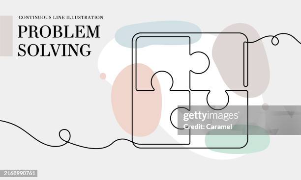 Problem Solving Continuous Line Drawing With Color Shapes High-Res ...