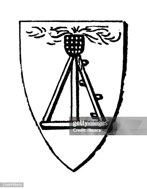 heraldry coat of arms and flag elements: common charges, fire beacon - beacon stock illustrations