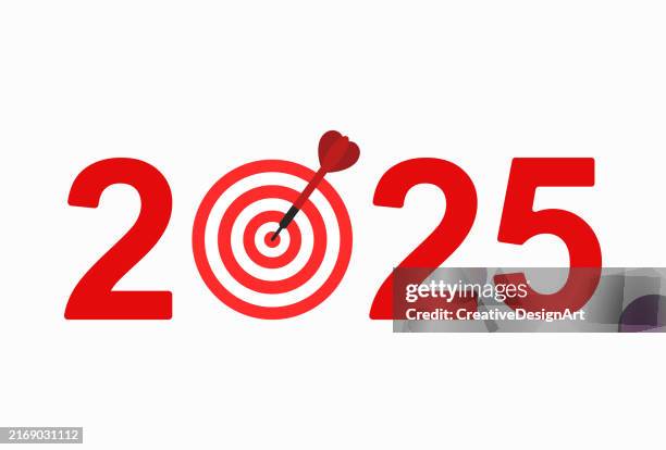 2025 goals concept with target and dart arrow - bow arrow stock illustrations